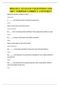 BIOLOGY 123 EXAM 5 QUESTIONS AND 100% VERIFIED CORRECT ANSWERS!!!