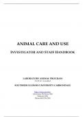 ANIMAL CARE AND USE INVESTIGATOR AND STAFF HANDBOOK LABORATORY ANIMAL PROGRAM AAALAC Accredited SOUTHERN ILLINOIS UNIVERSITY CARBONDALE