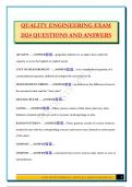 QUALITY ENGINEERING EXAM 2024 QUESTIONS AND ANSWERS