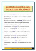 QUALITY ENGINEERING EXAM 2025 QUESTIONS AND ANSWERS