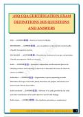 ASQ CQA CERTIFICATION EXAM DEFINITIONS 2025 QUESTIONS AND ANSWERS
