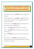 QUALITY ENGINEERING&colon; EXAM 1 2025 QUESTIONS AND ANSWERS