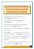 QUALITY SYSTEMS MSSC MHS FL MANUFACTURING EXAM 2025 QUESTIONS AND ANSWERS
