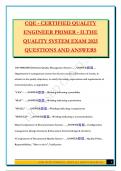 CQE - CERTIFIED QUALITY ENGINEER PRIMER - II&period;THE QUALITY SYSTEM EXAM 2025 QUESTIONS AND ANSWERS