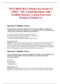NGN HESI RN Critical Care Exam V2 &lpar;2025&rpar; &ndash; 50&plus; Actual Questions with Verified Answers &vert; Latest Next Gen Format &vert; Graded A&plus;