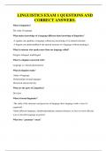 LINGUISTICS EXAM 1 QUESTIONS AND CORRECT ANSWERS