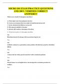 MICRO 201 EXAM PRACTICE QUESTIONS AND 100&percnt; VERIFIED CORRECT ANSWERS&excl;&excl;&excl;