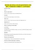 MICRO 201 FINAL EXAM QUESTIONS AND 100&percnt; VERIFIED CORRECT ANSWERS&excl;
