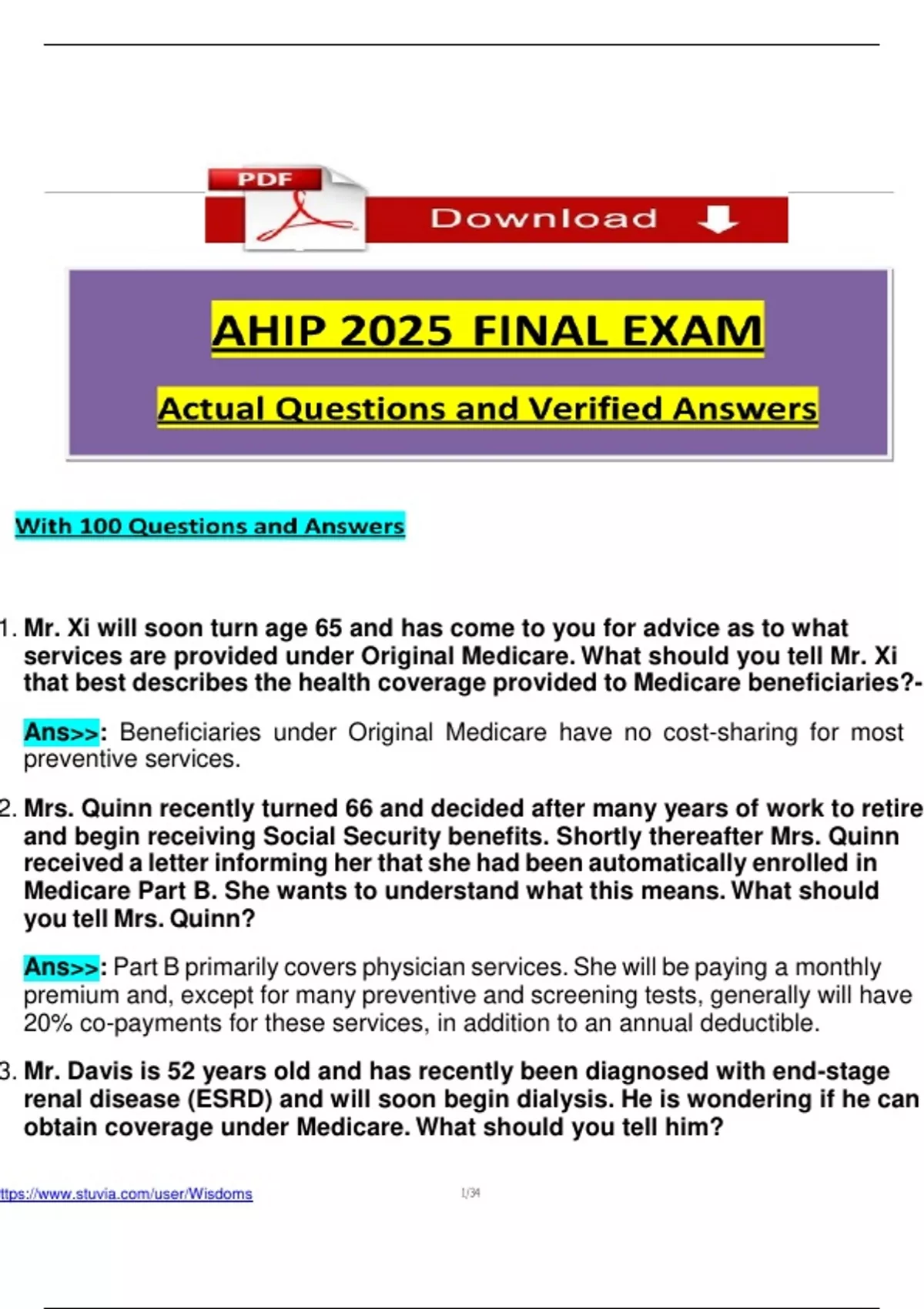 2025/2026 AHIP Final Exam Questions and Verified Answers, 100% ...