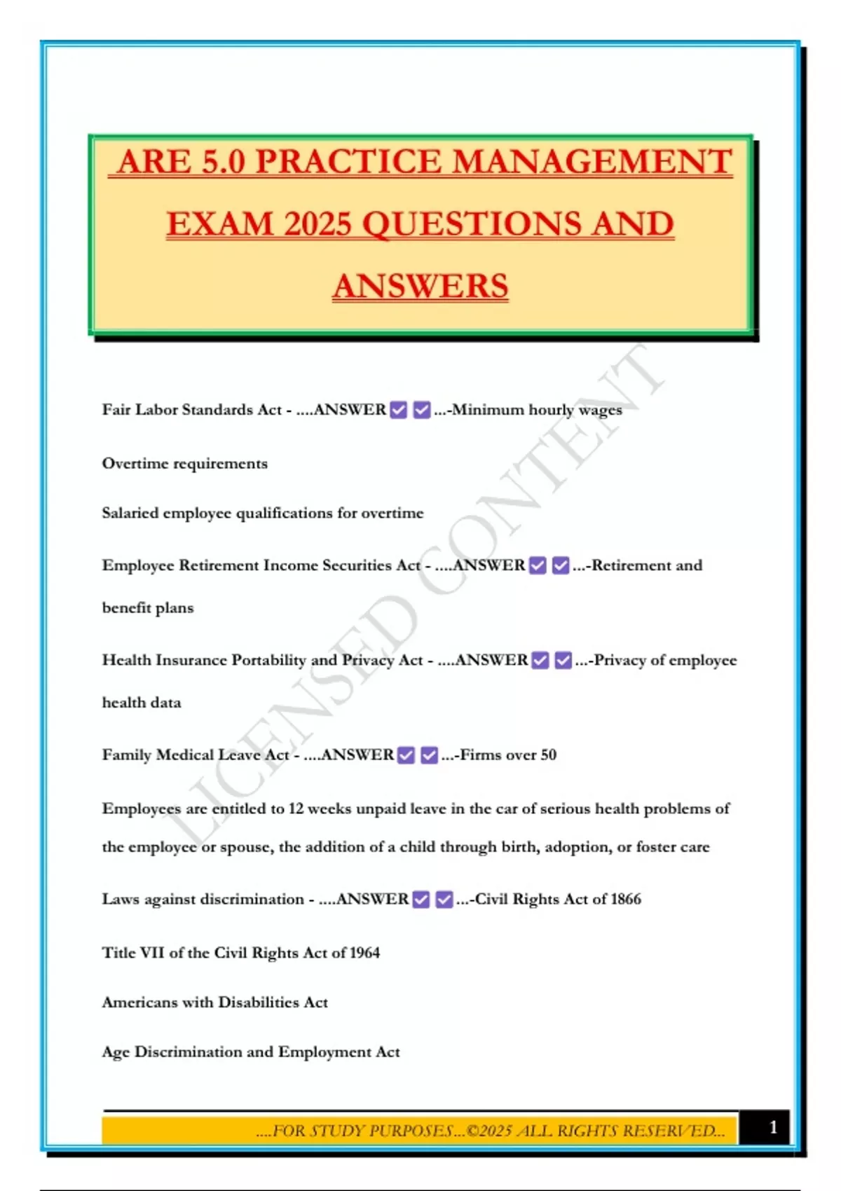 ARE 5.0 PRACTICE MANAGEMENT EXAM 2025 QUESTIONS AND ANSWERS ARE