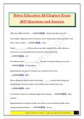 Driver Education All Chapters Exam 2025 Questions and Answers