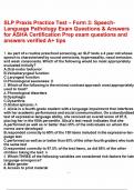 SLP Praxis Practice Test &ndash; Form 3 Speech-Language Pathology Exam Questions & Answers for ASHA Certification Prep exam questions and answers verified A&plus; tips&period;pdf