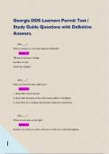 Georgia DDS Learners Permit Test &sol; Study Guide Questions with Definitive Answers&period;         