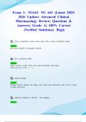Exam 1&colon; NU641&sol; NU 641 &lpar;Latest 2025&sol; 2026 Update&rpar; Advanced Clinical Pharmacology Review&vert; Questions & Answers&vert; Grade A&vert; 100&percnt; Correct &lpar;Verified Solutions&rpar;- Regis