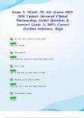Exam 2&colon; NU641&sol; NU 641 &lpar;Latest 2025&sol; 2026 Update&rpar; Advanced Clinical Pharmacology Guide&vert; Questions & Answers&vert; Grade A&vert; 100&percnt; Correct &lpar;Verified Solutions&rpar;- Regis