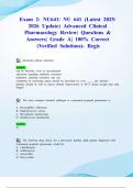 Exam 2&colon; NU641&sol; NU 641 &lpar;Latest 2025&sol; 2026 Update&rpar; Advanced Clinical Pharmacology Review&vert; Questions & Answers&vert; Grade A&vert; 100&percnt; Correct &lpar;Verified Solutions&rpar;- Regis