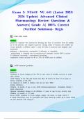 Exam 3&colon; NU641&sol; NU 641 &lpar;Latest 2025&sol; 2026 Update&rpar; Advanced Clinical Pharmacology Review&vert; Questions & Answers&vert; Grade A&vert; 100&percnt; Correct &lpar;Verified Solutions&rpar;- Regis