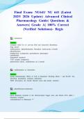 Final Exam&colon; NU641&sol; NU 641 &lpar;Latest 2025&sol; 2026 Update&rpar; Advanced Clinical Pharmacology Guide&vert; Questions & Answers&vert; Grade A&vert; 100&percnt; Correct &lpar;Verified Solutions&rpar;- Regis