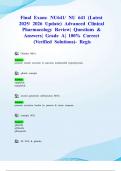 Final Exam&colon; NU641&sol; NU 641 &lpar;Latest 2025&sol; 2026 Update&rpar; Advanced Clinical Pharmacology Review&vert; Questions & Answers&vert; Grade A&vert; 100&percnt; Correct &lpar;Verified Solutions&rpar;- Regis