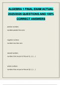 ALGEBRA 1 FINAL EXAM ACTUAL 2025&sol;2026 QUESTIONS AND 100&percnt; CORRECT ANSWERS