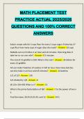 MATH PLACEMENT TEST PRACTICE ACTUAL 2025&sol;2026 QUESTIONS AND 100&percnt; CORRECT ANSWERS