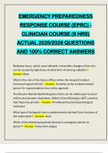 EMERGENCY PREPAREDNESS RESPONSE COURSE &lpar;EPRC&rpar; - CLINICIAN COURSE &lpar;8 HRS&rpar; ACTUAL 2025&sol;2026 QUESTIONS AND 100&percnt; CORRECT ANSWERS