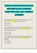 GRANITE STATE DRIVING SCHOOL MIDTERM ACTUAL 2025&sol;2026 QUESTIONS AND 100&percnt; CORRECT ANSWERS