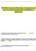 SOS Mechanic Certification- Suspension & steering QUESTIONS AND ANSWERS % VERIFIED.