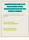 COMPREHENSIVE EXAM TH-210 PHYLLIS WONG ACTUAL 2025&sol;2026 QUESTIONS AND 100&percnt; CORRECT ANSWERS