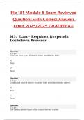 Bio 151 Module 5 Exam Reviewed  Questions with Correct Answers  Latest 2025&sol;2025 GRADED A&plus;
