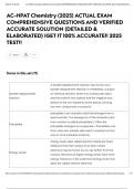 AC-HPAT Chemistry &lpar;2025&rpar; ACTUAL EXAM COMPREHENSIVE QUESTIONS AND VERIFIED ACCURATE SOLUTION &lpar;DETAILED & ELABORATED&rpar; &vert;GET IT 100&percnt; ACCURATE&excl;&excl; 2025 TEST&excl;&excl;