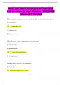 Head and Neck Assessment Questions and Answers &vert; Latest Version &vert; 2025&sol;2026  &vert; Correct & Verified