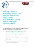 WGU C214 Financial Management Practice Test Questions And Answers Latest Updates 2025&sol;2026 With Correct Answers 100&percnt; With Complete Solutions