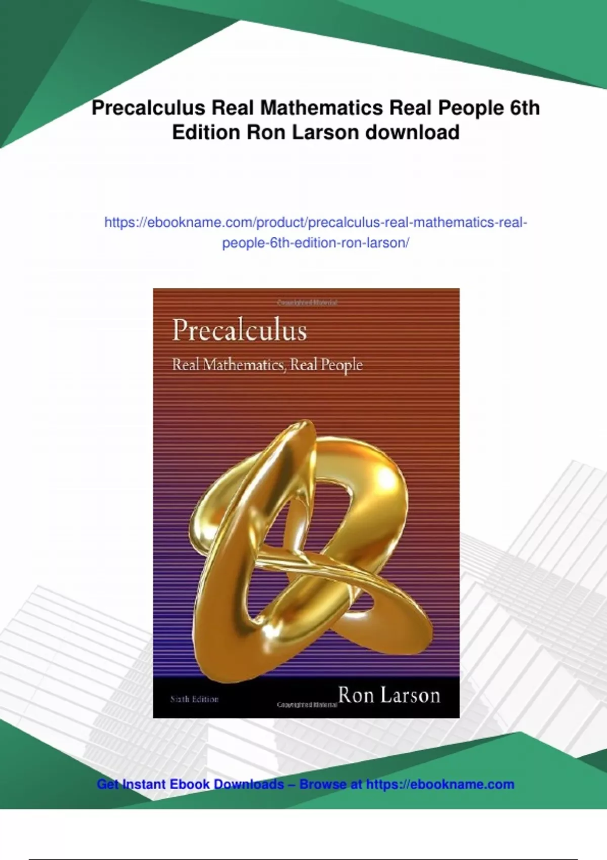 Ron Purewal Math Summary Precalculus Real Mathematics Real People 6th Edition Ron Larson ...