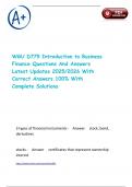 WGU D775 Introduction to Business Finance Questions And Answers Latest Updates 2025&sol;2026 With Correct Answers 100&percnt; With Complete Solutions