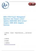 WGU C722 Project Management Questions And Answers Latest Updates 2025&sol;2026 With Correct Answers 100&percnt; With Complete Solutions