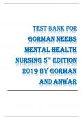 Neeb&rsquo;s Mental Health Nursing &ndash; 5th Edition &lpar;Gorman&rpar; &ndash; ISBN 10&colon; 0803669135 &sol; ISBN 13&colon; 9780803669130 &ndash; Full Test Bank for All Chapters