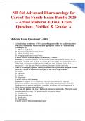 NR 566 Advanced Pharmacology for Care of the Family Exam Bundle 2025 &ndash; Actual Midterm & Final Exam Questions &vert; Verified & Graded A