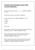 Critical Care Transport exam with correct solutions