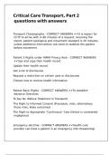 Critical Care Transport&comma; Part 2 questions with answers