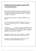 Critical Care Transport exam with correct answers