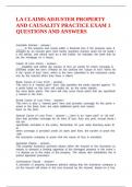 LA CLAIMS ADJUSTER PROPERTY AND CAUSALITY PRACTICE EXAM 1 QUESTIONS AND ANSWERS