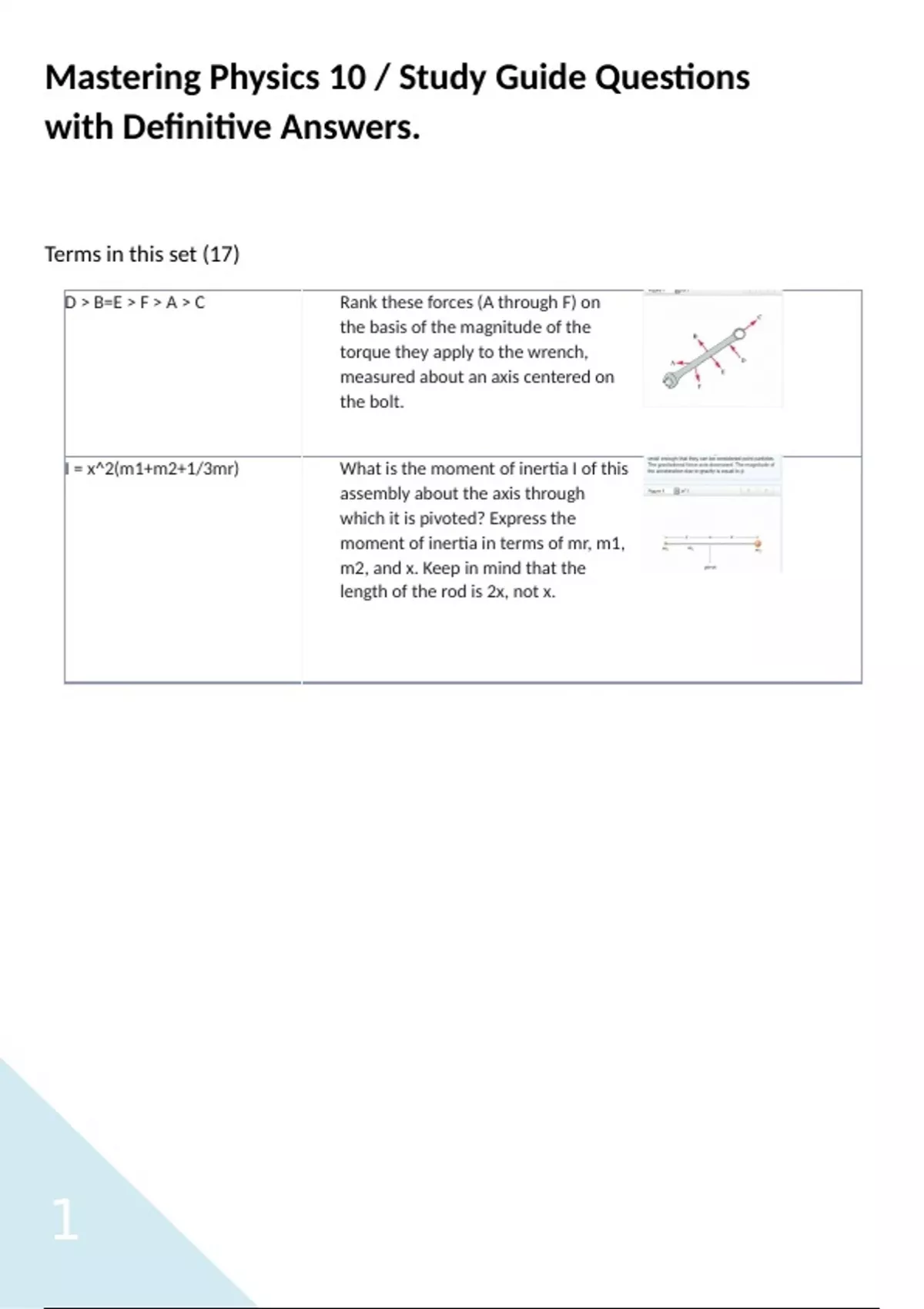 Mastering Physics 10 / Study Guide Questions with Definitive Answers ...