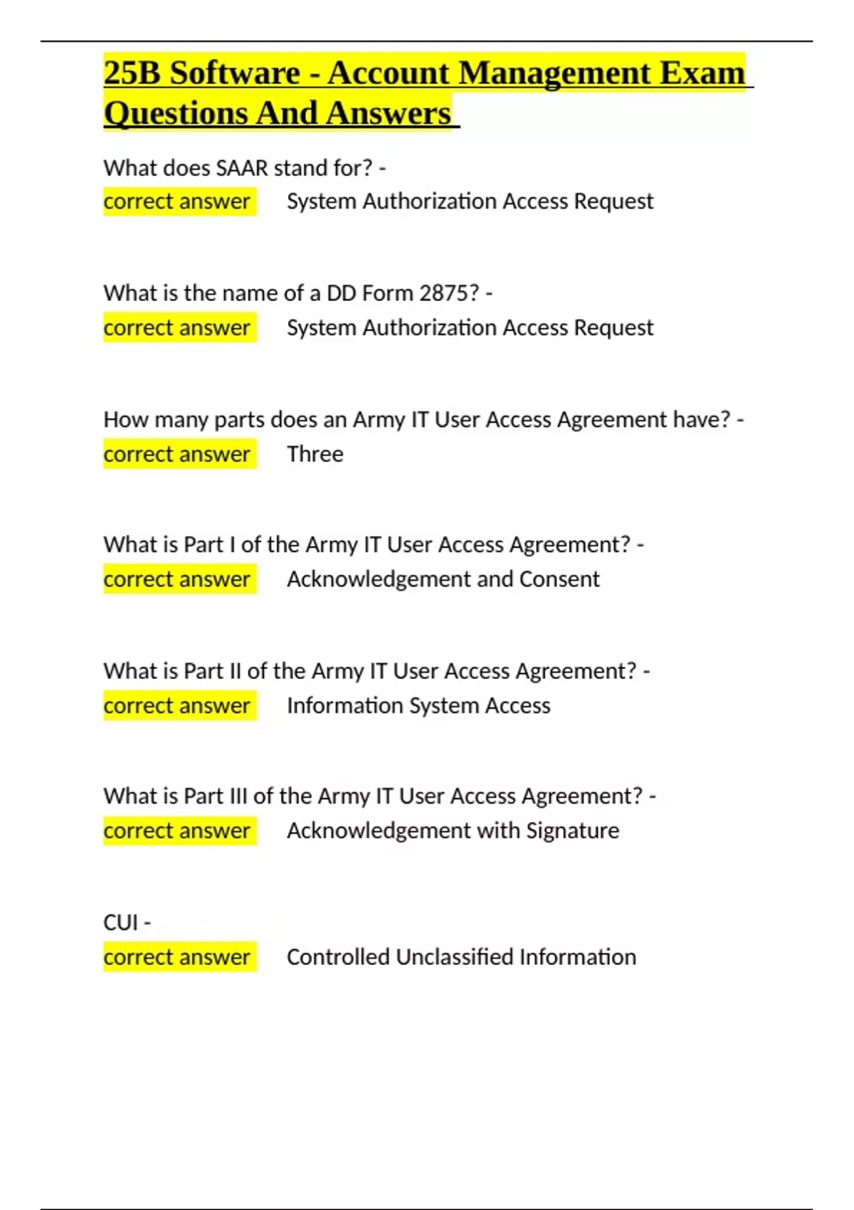 25B Software - Account Management Exam Questions And Answers.docx ...