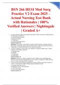 BSN 266 HESI Med Surg Exam 2024 &ndash; Actual Version with 100&percnt; Correct Answers &vert; Fully Verified & Updated &vert; Nightingale College &vert; A Grade
