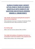 NURS 615 PHARM EXAM 3 NEWEST ACTUAL EXAM 3&sol; NURS 615 EXAM 3 &lpar;MARYVILLE&rpar; WITH COMPLETE 250 QUESTIONS AND DETAILED ANSWERS GRADED A &vert; BRAND NEW&excl;&excl;&excl;