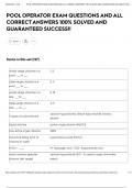 POOL OPERATOR EXAM QUESTIONS AND ALL CORRECT ANSWERS 100&percnt; SOLVED AND GUARANTEED SUCCESS&excl;&excl;