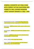 GENERAL CHEMISTRY ACS FINAL EXAM WITH CORRECT ACTUAL QUESTIONS AND CORRECTLY WELL DEFINED ANSWERS LATEST ALREADY GRADED A&plus; 2025 - 2026