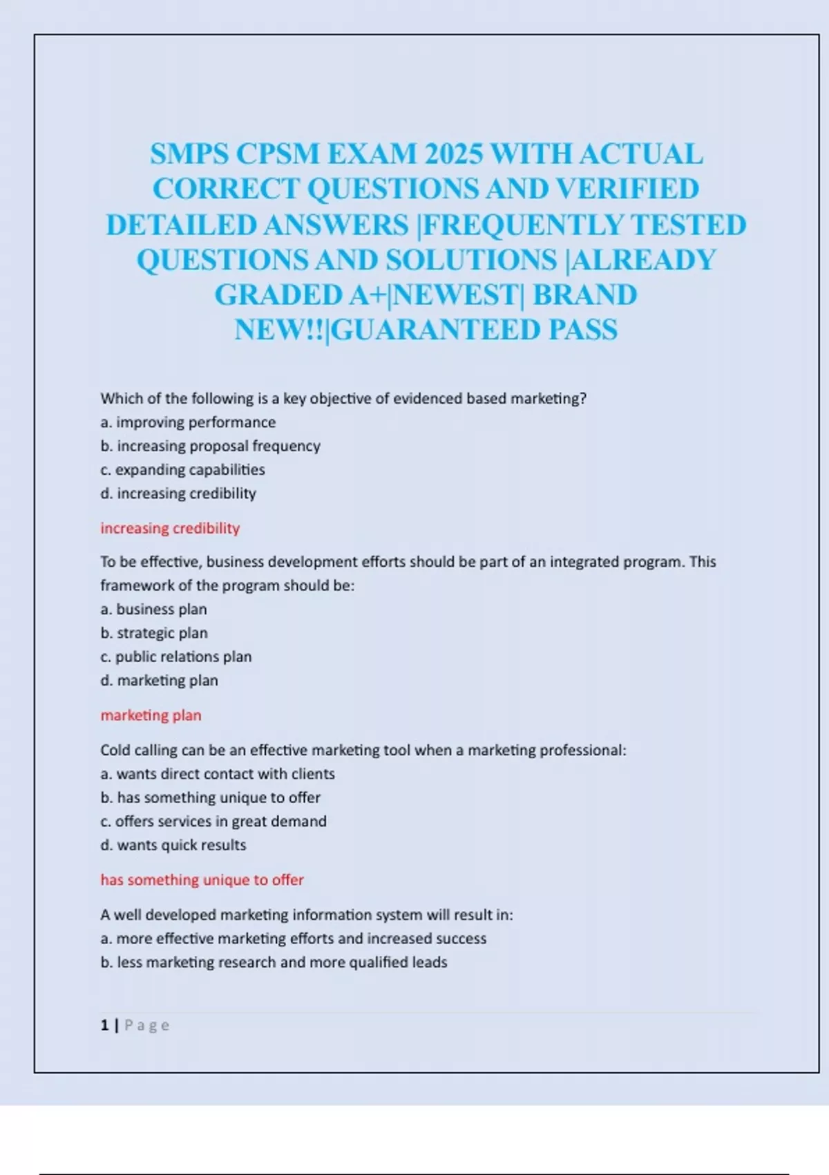 SMPS CPSM EXAM 2025 WITH ACTUAL CORRECT QUESTIONS AND VERIFIED DETAILED ...