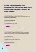 NCLEX Practice Questions Exam 1 &sol; Comprehensive Practice Test &sol; Study Guide Newest Actual Questions & Answers &lpar;A&plus; Guide Solutions&period;
